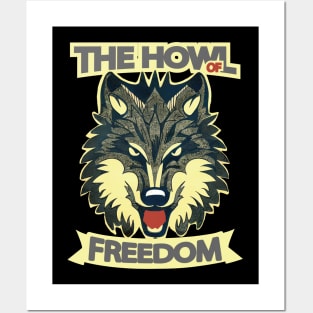 The Howl Of Freedom Wolf Vintage Retro Posters and Art